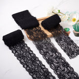 1 Set Yilisi 5 Yards Elastic Lace Trim, Lace Ribbon For Sewing Decoration and 2 Bag 2 Sizes Polyamide Yarns Stretch Elastic Lace Trim, Floral Pattern Lace Ribbon, Black, 3-1/8~3-3/8inch(80~85mm)