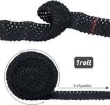 1 Roll 5.5 Yards Wide Elastic Crochet Headband Ribbon 2.2 Crochet Stretch Trim Fabric for Hair Accessories Tube Top, Black