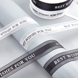 2Rolls 1 Inch(25mm) Wide Organza Ribbon with Word Best Wishes for You Pattern, Satin Ribbon for Festive Decoration DIY Crafts Arts, Black & White, 50yards/roll(45.72m/roll)