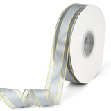Solid Color Organza Ribbons, Golden Wired Edge Ribbon, for Party Decoration, Gift Packing, Gray, 1(25mm), about 50yard/roll(45.72m/roll)