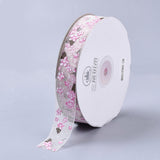 1 Group Glitter Metallic Ribbon, Sparkle Ribbon, with Silver Metallic Cords, Valentine's Day Gifts Boxes Packages, Hot Pink, 1inch(25mm), 25yards/roll(22.86m/roll), 5rolls/group, 125yards/group(114.3m/group)