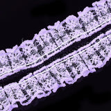 1 Bundle Organza Lace Trim, Pleated/Double Ruffle Ribbon, Lilac, 23~28mm, 50m/bundle