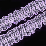 1 Bundle Organza Lace Trim, Pleated/Double Ruffle Ribbon, Medium Purple, 45~50mm, 30m/bundle