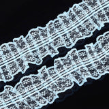 1 Bundle Organza Lace Trim, Pleated/Double Ruffle Ribbon, Light Sky Blue, 45~50mm, 30m/bundle