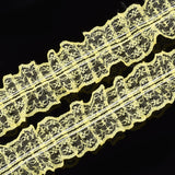 1 Bundle Organza Lace Trim, Pleated/Double Ruffle Ribbon, Yellow, 45~50mm, 30m/bundle