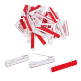 Plastic Safety Pins, with Adhesive Brooch Base and Iron Pin, Rectangle, White, 36x7x7mm, Pin: 0.7mm