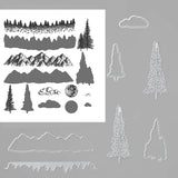 Tree Clear Stamps, 4pcs/Set
