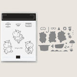 Hippo Clear Stamps, 4pcs/Set