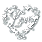 Heart with Word Love Cutting Dies, 5pcs/set