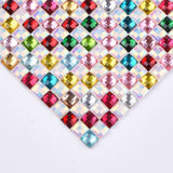 Globleland Self Adhesive Resin Rhinestone Picture Stickers, Square Pattern, Colorful, 33~40x24cm