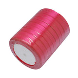 10 Rolls of 6mm Hot Pink Satin Ribbon Fabric Ribbon Silk Satin Roll for Bows Crafts Gifts Party Wedding; About 22.86m/roll
