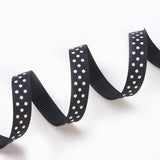 1 Roll Polka Dot Ribbon Grosgrain Ribbon, Black, three points on an oblique line, about 3/8 inch(10mm) wide, 50yards/roll(45.72m/roll)