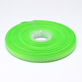 1 Roll Polka Dot Ribbon Grosgrain Ribbon, Green, four points on an oblique line, about 3/8 inch(10mm) wide, 50yards/roll(45.72m/roll)