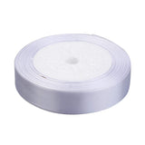 5 Rolls of Satin Ribbon 25mm Fabric Ribbon Silk Satin Roll for Christmas Valentine Day Crafting Wrapping DIY (White)