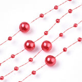 1 Bag Plastic Imitation Pearl Beaded Trim Garland Strand, Great for Door Curtain, Wedding Decoration DIY Material, Red, 3~8mm, about 106~108pcs/strand, 200strand/bag, 53.15 inch