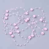 1 Bag Plastic Imitation Pearl Beaded Trim Garland Strand, Great for Door Curtain, Wedding Decoration DIY Material, Pink, 3~8mm, about 106~108pcs/strand, 200strand/bag, 53.15 inch