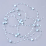 1 Bag Plastic Imitation Pearl Beaded Trim Garland Strand, Great for Door Curtain, Wedding Decoration DIY Material, Pale Turquoise, 3~8mm, about 106~108pcs/strand, 200strand/bag, 53.15 inch