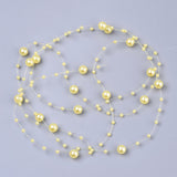 1 Bag Plastic Imitation Pearl Beaded Trim Garland Strand, Great for Door Curtain, Wedding Decoration DIY Material, Yellow, 3~8mm, about 106~108pcs/strand, 200strand/bag, 53.15 inch