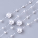 1 Bag Plastic Imitation Pearl Beaded Trim Garland Strand, Great for Door Curtain, Wedding Decoration DIY Material, White, 3~8mm, about 106~108pcs/strand, 200strand/bag, 53.15 inch