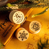 Globleland 6Pcs 6 Styles Christmas Theme Wooden Stamps, Column with Snowflake & Reindder & Christmas Tree & Santa Claus & Snowman & House, BurlyWood, 13.5x9x2.1cm, Stamp: 30x21mm, 1pc/style