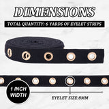 1 Bag 6 Yards 1Wide Black Cotton Grommet Eyelet Twill Tape Trim, 8mm Silver Metal Eyelet Ring Ribbon Strip for Sewing Crafts Making
