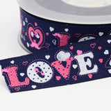 Valentine's Day Word Love Printed Polyester Grosgrain Ribbons for Gift Packaging