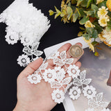 1 Bag 5 Yards Lace Applique Trim 55mm Wide White Flower Embroidery Lace Edge Trimmings Sunflower Embroidered Applique Ribbon for DIY Sewing Crafts Wedding Dress Embellishment Party Decoration