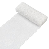1 Bag Polyester Lace Trims, Flower Pattern, White, 5-7/8 inch(150mm), about 5.00 Yards(4.57m)/roll, 1 roll/bag