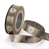 3 Roll Polyester Ribbons, Single Face Golden Hot Stamping, for Gifts Wrapping, Party Decoration, Heart Pattern, Rosy Brown, 5/8 inch(17mm), 10yards/roll(9.14m/roll)