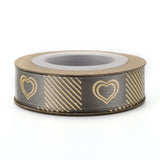 3 Roll Polyester Ribbons, Single Face Golden Hot Stamping, for Gifts Wrapping, Party Decoration, Heart Pattern, Rosy Brown, 5/8 inch(17mm), 10yards/roll(9.14m/roll)