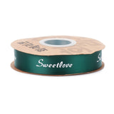 2 Roll Polyester Grosgrain Ribbons, with Word Sweet Love, for Gifts Wrapping Party, Dark Green, 1 inch(25mm), 45m/Roll