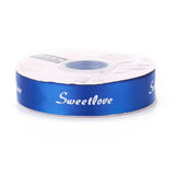 2 Roll Polyester Grosgrain Ribbons, with Word Sweet Love, for Gifts Wrapping Party, Blue, 1 inch(25mm), 45m/Roll