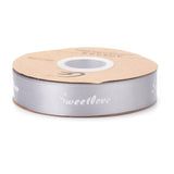 2 Roll Polyester Grosgrain Ribbons, with Word Sweet Love, for Gifts Wrapping Party, Light Grey, 1 inch(25mm), 45m/Roll