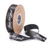 2 Roll Polyester Grosgrain Ribbons, with Word Just For You, for Gifts Wrapping Party, Black, 1 inch(25mm), 45m/Roll