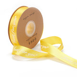 2 Roll Polyester Grosgrain Ribbons, with Word Just For You, for Gifts Wrapping Party, Yellow, 1 inch(25mm), 45m/Roll