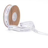 2 Roll Polyester Grosgrain Ribbons, with Word Always By Your Side, for Gifts Wrapping Party, White, 1 inch(25mm), 45m/Roll