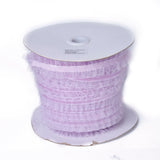 1 Roll Nylon Elastic Ribbon, with Lace, for Jewelry Making, Lilac, 1inch(25mm), 50yards/roll(45.72m/roll)