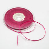 1 Roll Double Edge Silver Thread Grosgrain Ribbon for Wedding Festival Decoration, Deep Pink, 1/4 inch(6mm), about 100yards/roll(91.44m/roll)