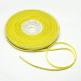 1 Roll Double Edge Silver Thread Grosgrain Ribbon for Wedding Festival Decoration, Lemon Chiffon, 1/4 inch(6mm), about 100yards/roll(91.44m/roll)