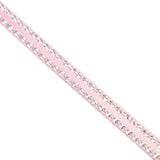 1 Roll Double Edge Silver Thread Grosgrain Ribbon for Wedding Festival Decoration, Pearl Pink, 3/8 inch(9mm), about 100yards/roll(91.44m/roll)