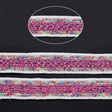 Nylon Ribbon, with Glass Seed Beads, Hot Pink, 3/4 inch(19~20mm)