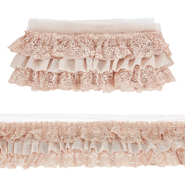 11 Yards Pink Double-Layer Pleated Chiffon Lace Trim 5cm Wide 2-Layer  Gathered Ruffle Trim Edging Tulle Trimmings Fabric Ribbon