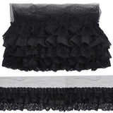 1 Set 2 Yards Pleated Chiffon Lace Trim, Black Ruffle Lace Trim 3-Layer Pleated Lace Edge Trim About 4.7 Width Polyester Lace Ribbon for Sewing Craft Wedding Bridal Dress Party Decor