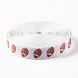 50 Yard Single Face Rugby Printed Polyester Grosgrain Ribbons, White, 1 inch(25mm), 0.4mm