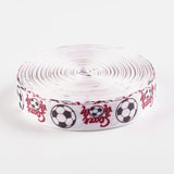 Single Face Word Soccer with Football Printed Polyester Grosgrain Ribbons