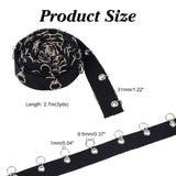 1 Set 3 Yards Eyelet Tape Trim Black Craft Grommet Eyelet Trim 3cm Wide Cotton Ribbon Clothing Sewing Trim with Jump Rings for Men Women Clothes Shoe Bag Decoration, 2.7m