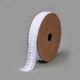 50 Roll Cotton Ribbons, Oval Pattern, White, 5/8 inch(15mm), about 2yards/roll(1.829m/roll)