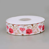 5 Roll Printed Polyester Grosgrain Ribbon, Flower Pattern, Lavender Blush, 1 inch(25mm), about 20yards/roll(18.288m/roll)