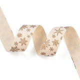 50 Roll Single Face Printed Cotton Ribbons, Christmas Party Decoration, Camel, Snowflake Pattern, 5/8 inch(16.5mm), about 2.00 Yards(1.82m)/Roll