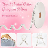Word Printed Cotton Grosgrain Ribbon